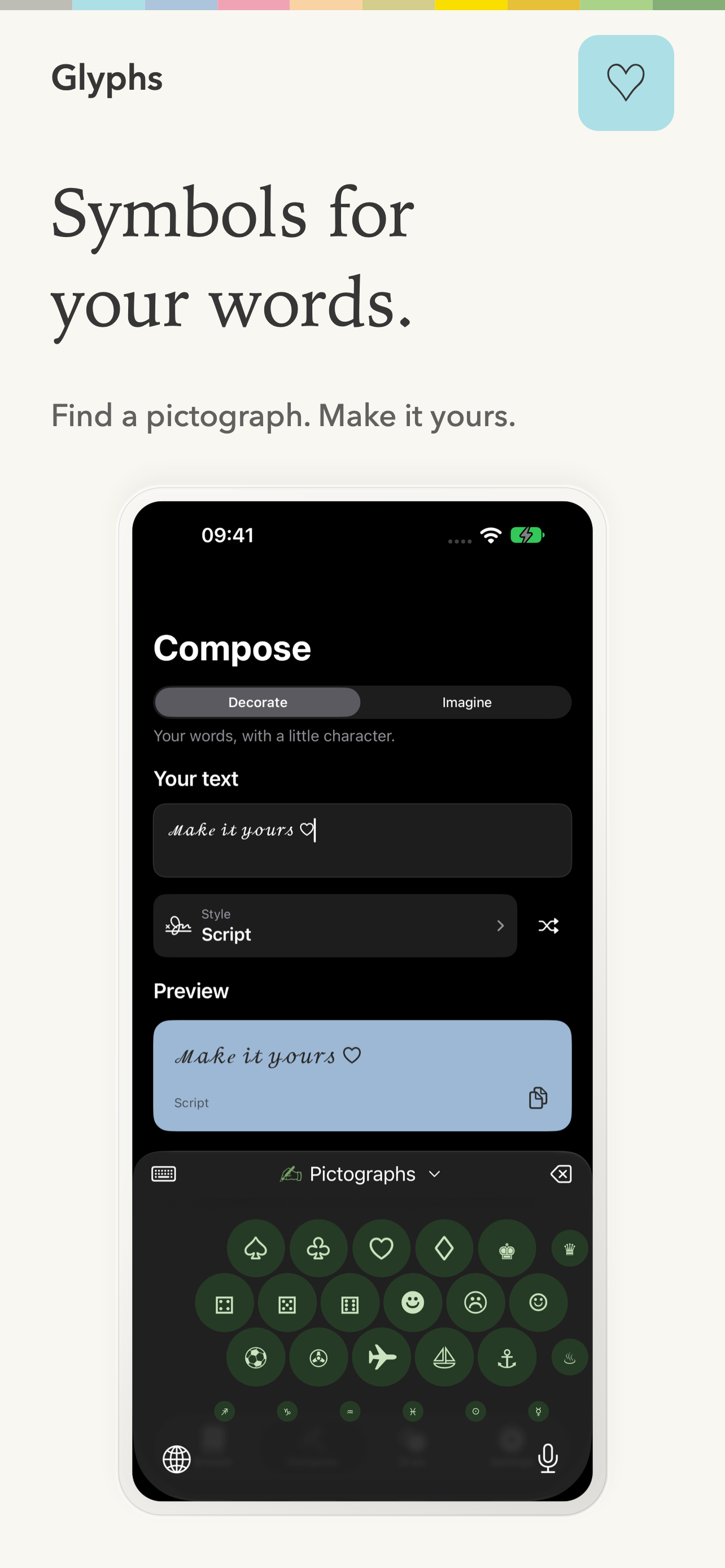 Explore pictographs — Glyphs iPhone screenshot